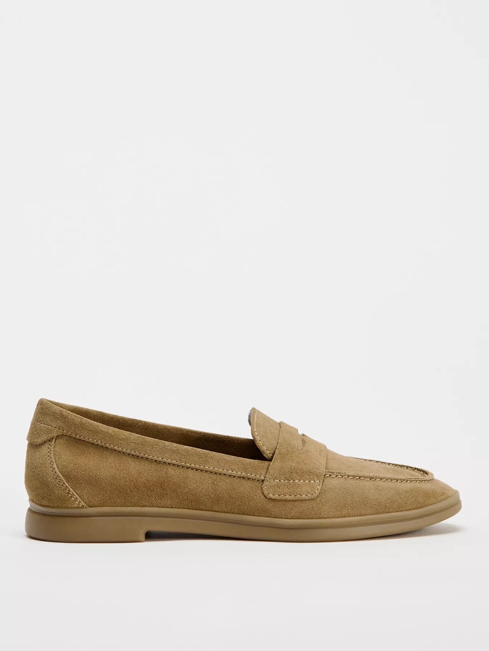 Suede Penny Loafers in Tan